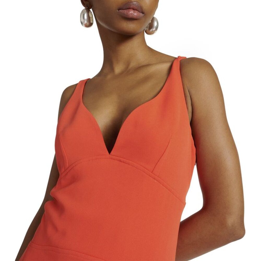Jonathan Simkhai Womens Sequoia Pleated Maxi Dress 4 Flame - NWT $895 - Picture 4 of 6